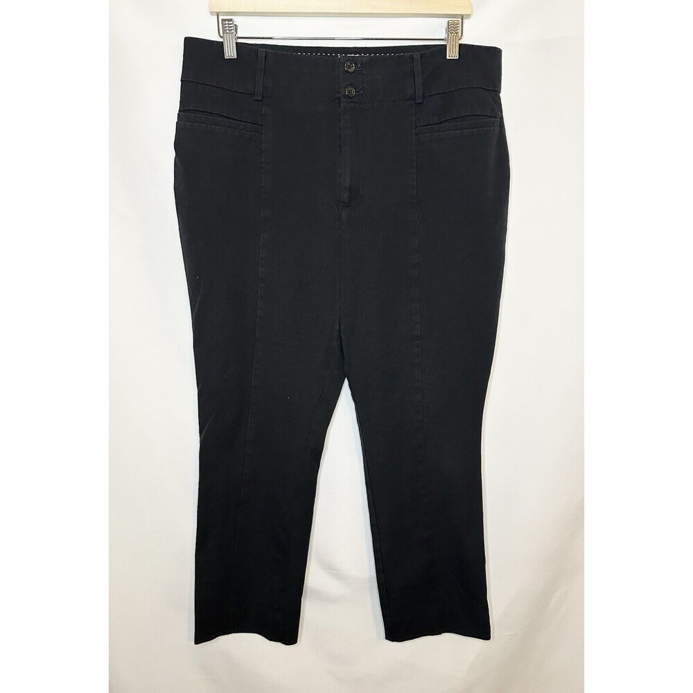 Anthropologie The Essential Slim Black Slim Crop Pants Women's Pockets‎ 16